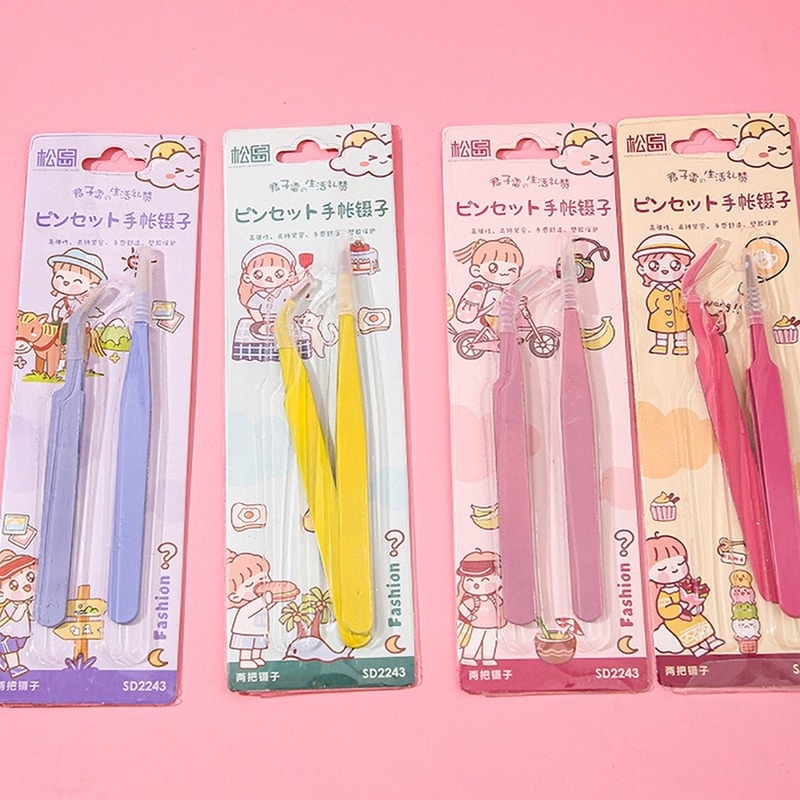 Mr.paper 12 Kiểu 1/2 Gói Nhíp Màu dễ thương Macaron Nhíp bỏ túi Sáng tạo Thẳng khuỷu tay Túi dán Kẹp