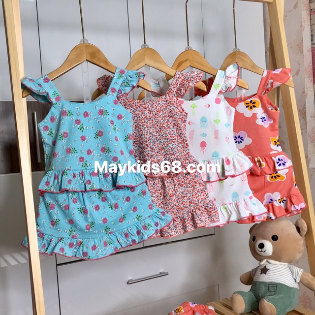 Bộ bánh bèo❤️Áo cánh tiên+chân váy kèm chip❤️ 100% cotton xuất dư mềm mịn và thấm hút mồ hôi