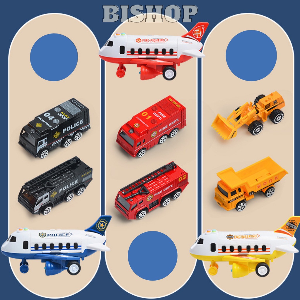 Máy Bay Đồ Chơi Mô Hình Có Bánh Xe Cỡ Lớn Cho Bé Tặng Kèm 2 Ô tô BAZUKO DC008