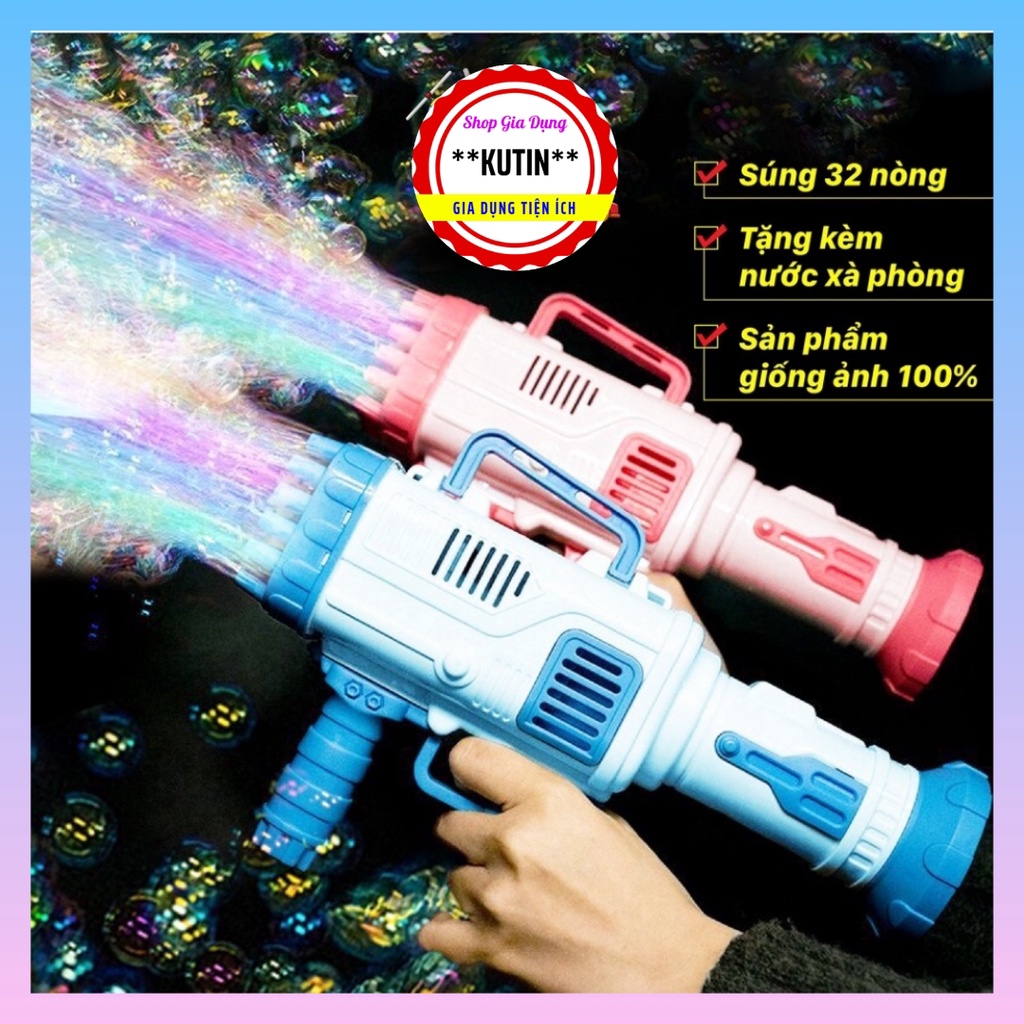 Súng Bắn Bong Bóng - Súng Bắn Bóng Xà Phòng Loại Lớn 32 Nòng Siêu Ngầu Cực Cool