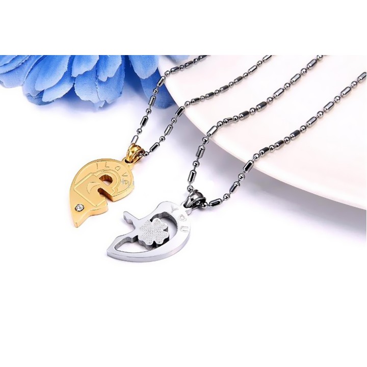 DÂY CHUYỀN CẶP INOX TRÁI TIM I LOVE YOU MC118 - siêu đẹpchuẩn thời trang