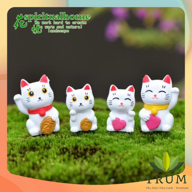 Mèo May Mắn Lớn ( Mẫu đeo chuông ) - phụ kiện trang trí tiểu cảnh