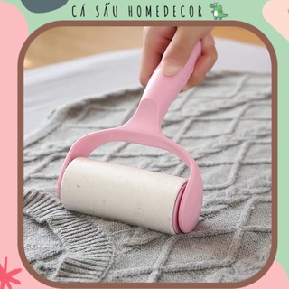 Cây Lăn Bụi Quần Áo Cầm Tay Size To Màu Hồng Tặng Kèm 2 Lõi Thay Thế