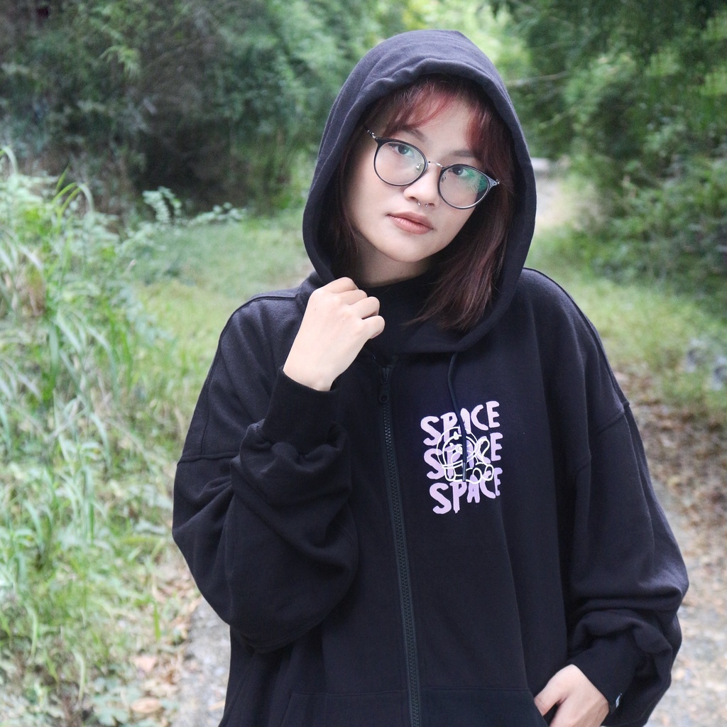 Áo khoác Zip Hoodie nỉ khóa kéo 2 chiều SPACE (Tặng kèm túi Tote)