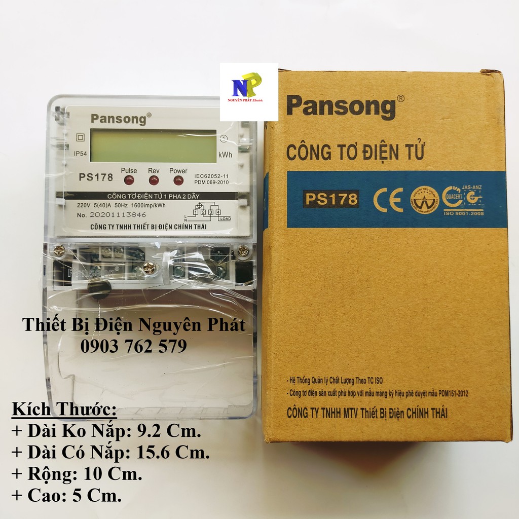 Công tơ điện 1 pha 2 dây kiểu điện tử PANSONG PS178 5(40)A