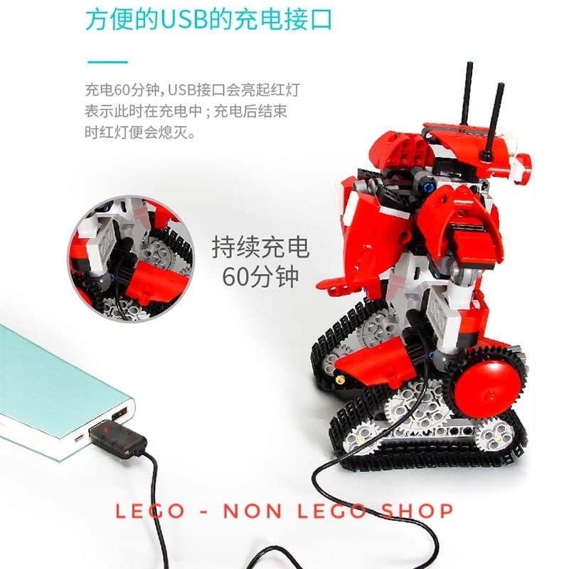 Lego Technic - Mould King 13001 ( Xếp Hình Robot Bánh Xích Màu Đỏ Điều Khiển Từ Xa 392 Mảnh )