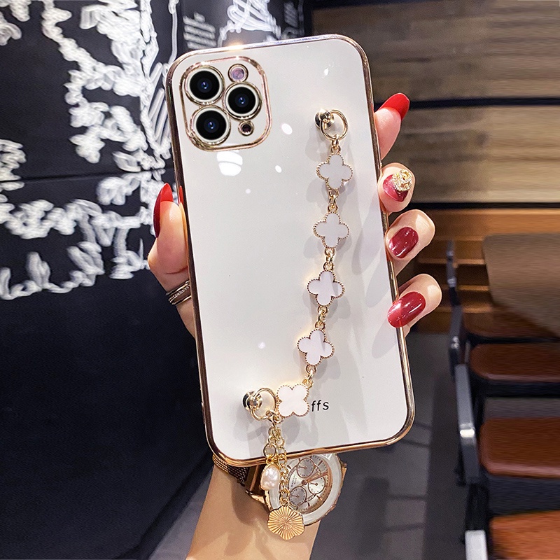 Ốp Điện Thoại Mềm Có Vòng Đeo Tay May Mắn Cho iPhone 13 12 11 Pro Max X XS XR 7 8 6 6S Plus