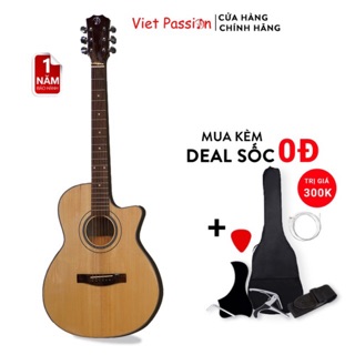 Đàn guitar acoustic VP SVA+ có ti chỉnh cong cần mặt gỗ thông dành cho người mới bắt đầu màu đen, gỗ, nâu, cafe