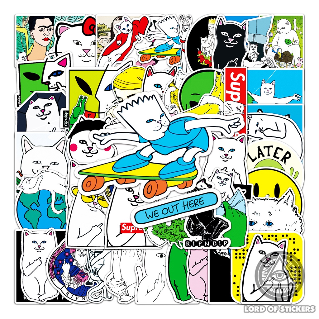 Set 56 Hình Dán Mèo RIPNDIP Sticker Meme Vui Nhộn Hài Hước Chống Thấm Nước Trang Trí Mũ Bảo Hiểm, Laptop, Ván Trượt, Sổ