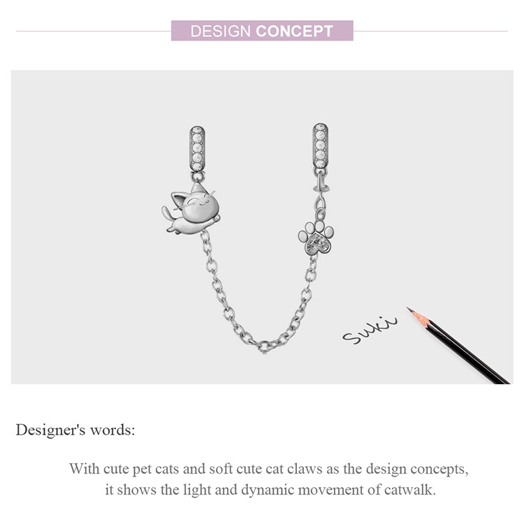 Hạt Xỏ Bamoer Bằng Kim Loại Hình Mèo Dễ Thương Dùng Làm Trang Sức