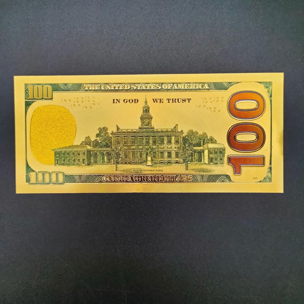 Tờ Tiền Kỉ Niệm 100 Đô Plastic (100 USD) Mạ Vàng Lì Xì Tết May Mắn