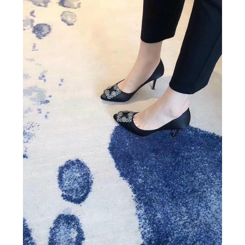 Giày cao gót manola lụa đá qccc 7p fullbox