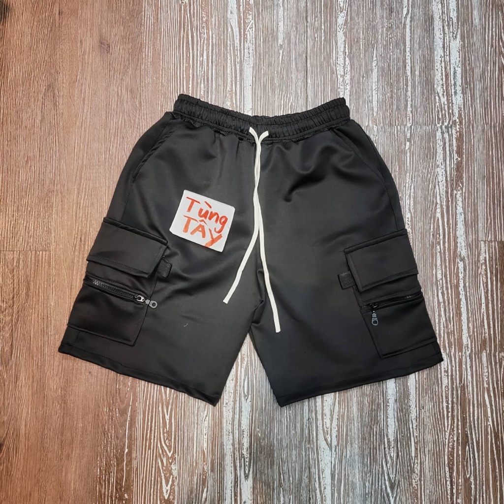 Quần Short Nỉ Túi Hộp - Cargo Short Phối Zip Kéo Kiểu Dáng Streetwear Năng Động