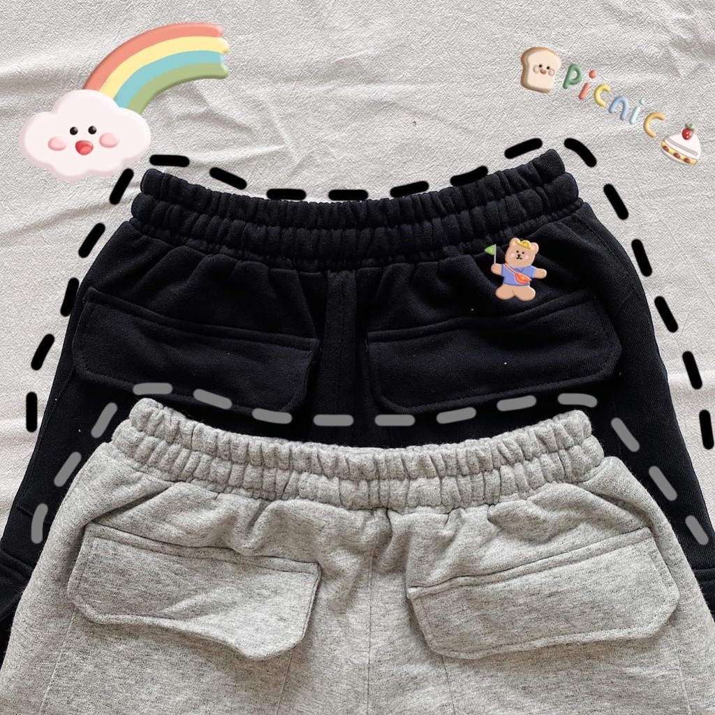 Quần short Nỉ Đen Xám Unisex nam nữ co giãn