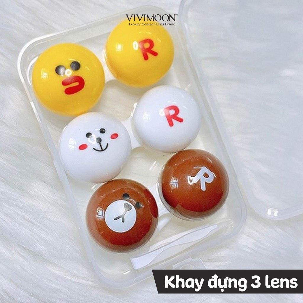 Khay đựng 3 lens gấu vịt thỏ VIVIMOON dễ thương