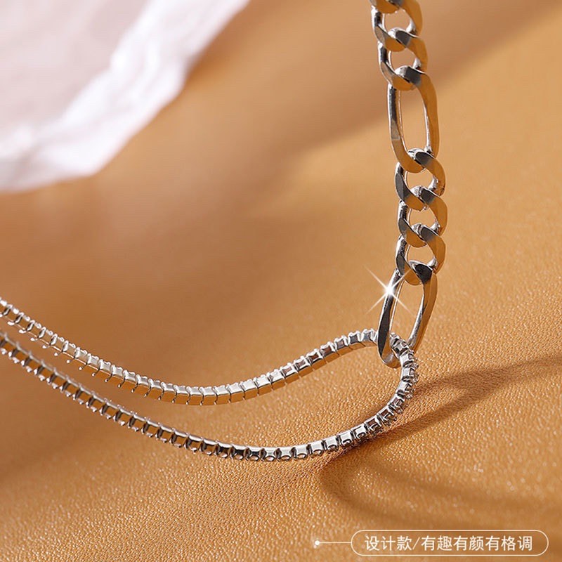 (Bạc 925 cao cấp) Vòng cổ chocker nữ thiết kế sợi layer đính đá siêu sang V09