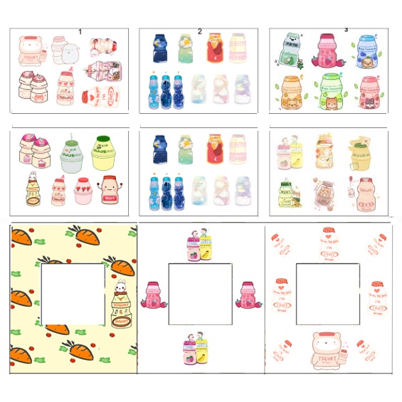 sticker yakult cắt rời size to SCI16 có bao giấy cute dễ thương bullet journal
