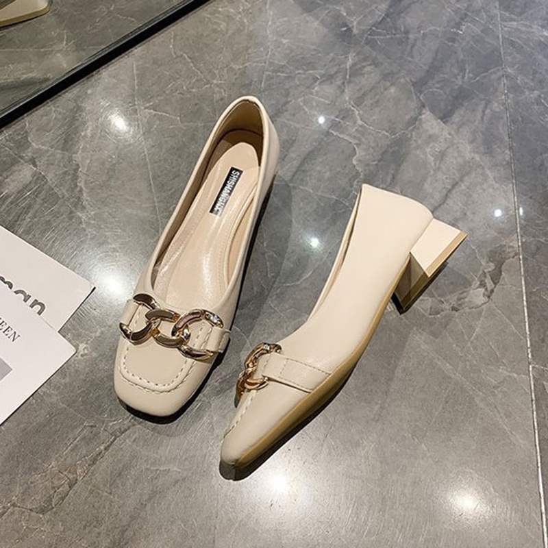 Giày búp bê IELGY mũi vuông đế thấp thời trang Hàn Quốc