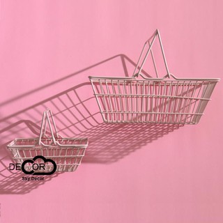 Rổ sắt hồng pastel trang trí nhà cửa, đựng đồ dùng, mĩ phẩm, home decor - Skydecor