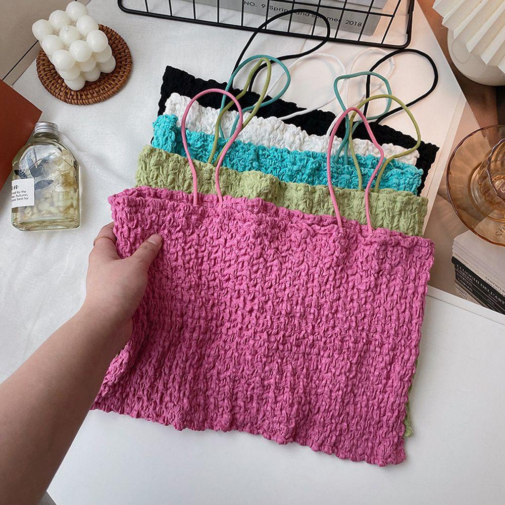 Somedayzl Áo Lót Ống Hai Dây Thể Thao Xếp Nếp Màu Trơn Thiết Kế Thời Trang Cho Nữ