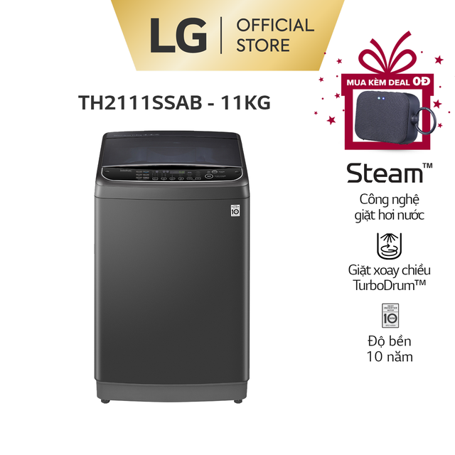 Máy giặt LG Inverter lồng đứng TurboWash3D 11kg (Đen)-TH2111SSAB - Miễn phí lắp đặt