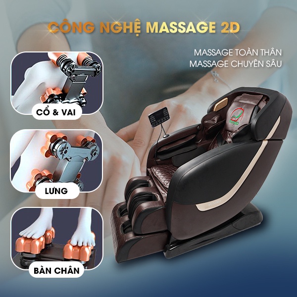 Ghế massage điều khiển giọng nói,bảo hành 10 năm Funiko F50 4D di chuyển massage thư giãn trị liệu toàn thân