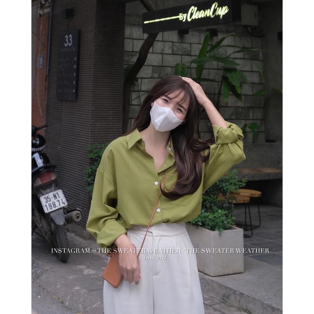 [Mã FAMARAL1 giảm 10K đơn 50K] (Ảnh thật) Áo sơ mi trơn đũi tăm mềm Hàn Quốc oversize 4 màu the.sweaterweather TSW