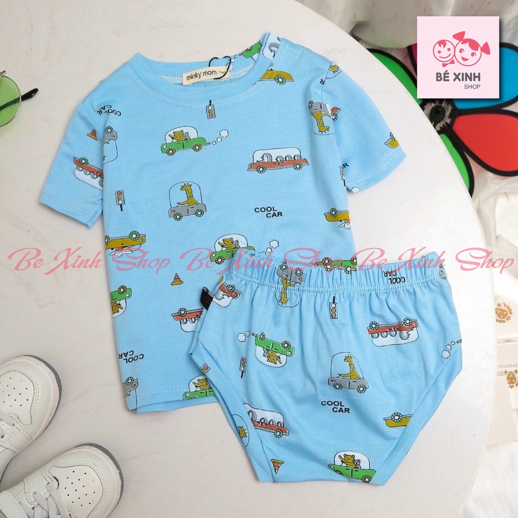 CỘC TAY BỘ CHIP Cho Bé Gái Bé Trai Minky Mom [Gì cũng rẻ] Đồ bộ cho bé trai bé gái cộc tay thun lạnh Minky Mom HỌA TIẾT