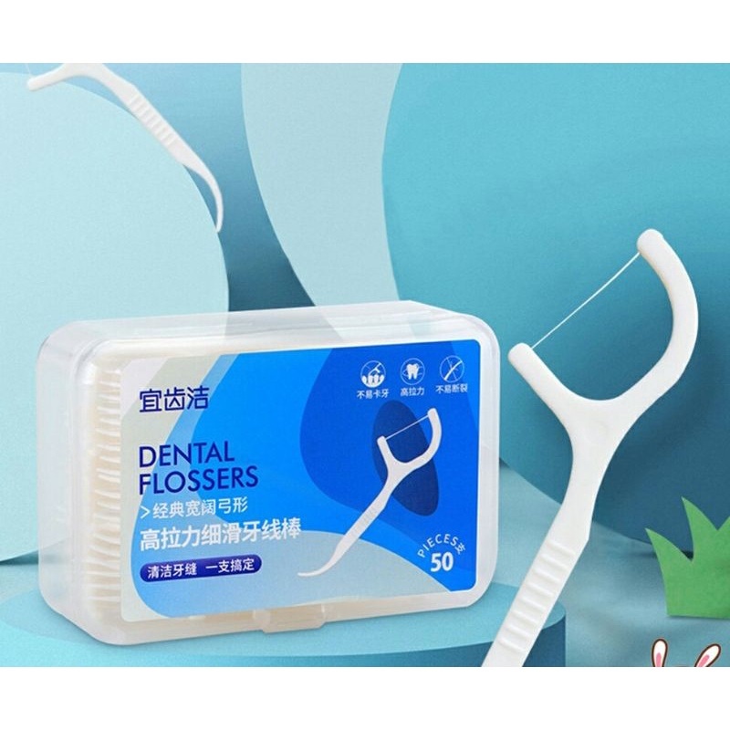 Hộp 50 Chiếc Tăm Chỉ Nha Khoa Sợi Chỉ Mảnh