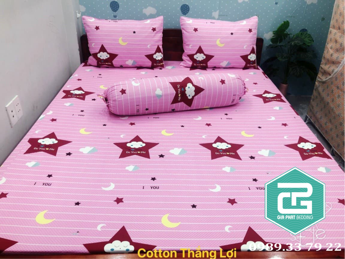 Bộ ga gối Thắng lợi cotton 100% chuẩn logo mẫu Ngôi Sao