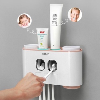 Bộ nhả kem đánh răng tự động thông minh ecoco- Bộ nhả kem 5 khe đựng bàn chải gắn tường