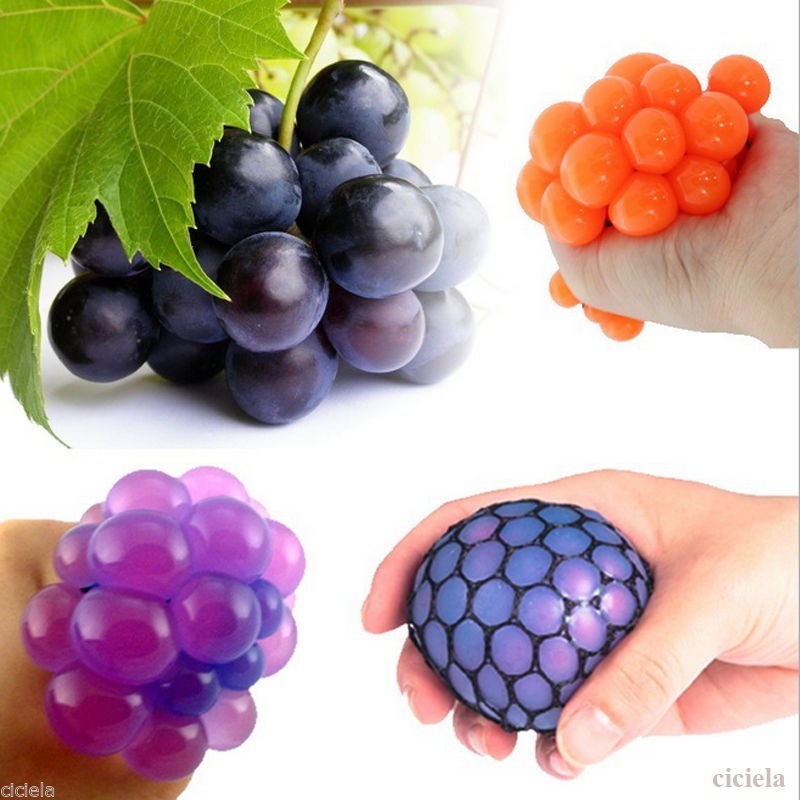 Squishy Mesh Ball Grape Squeeze Toy Gag Gift Novelty in Sensory Fruity Kid Play