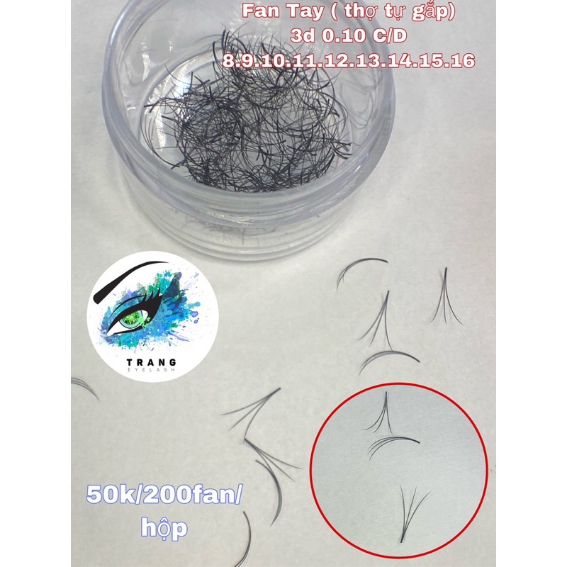 FAN TAY Thợ tự gắp với keo nối mi 3D 4D 5D 6D 0.07 & 0.10 & 0.05 8-12mm, chân keo nhỏ