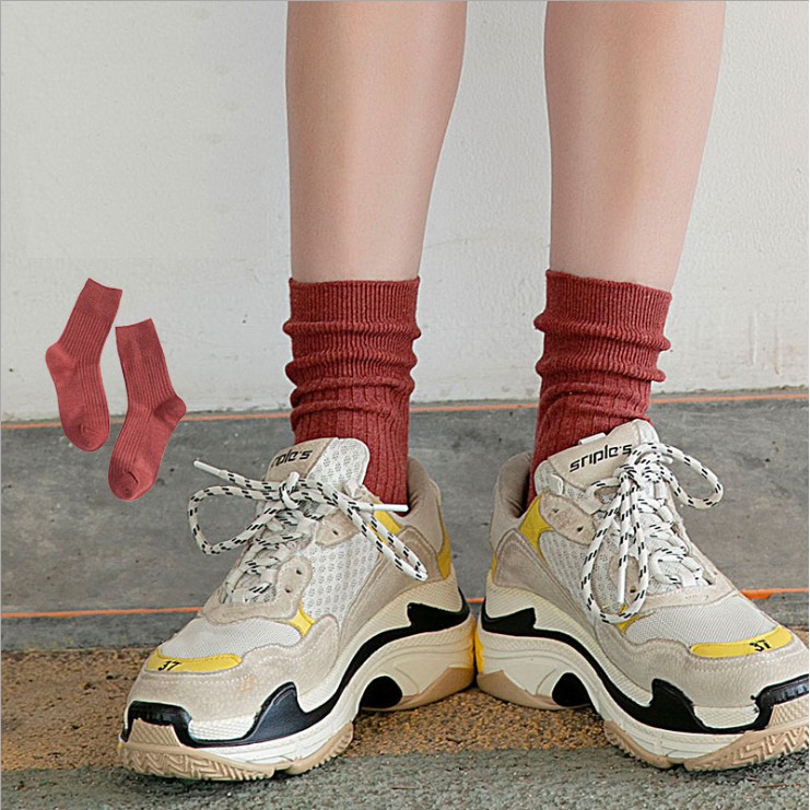 [Mã SKAMCLU8 giảm 10% cho đơn từ 100K] Vớ/Tất cổ cao màu trơn cá tính ulzzang