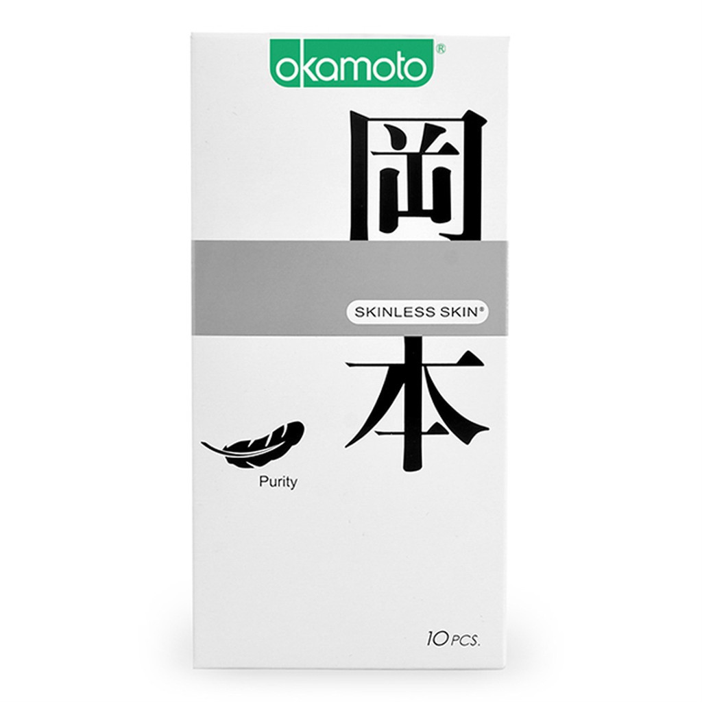 Bao Cao Su Siêu Mỏng Tinh Khiết Hộp 10 chiếc Okamoto Skinless Skin Purity