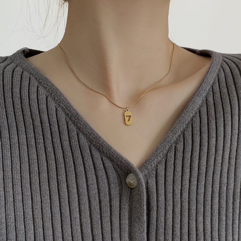 Dây Chuyền Mặt Số 7 Bằng Titan Chống Gỉ Phong Cách Hàn Quốc Cho Nữ