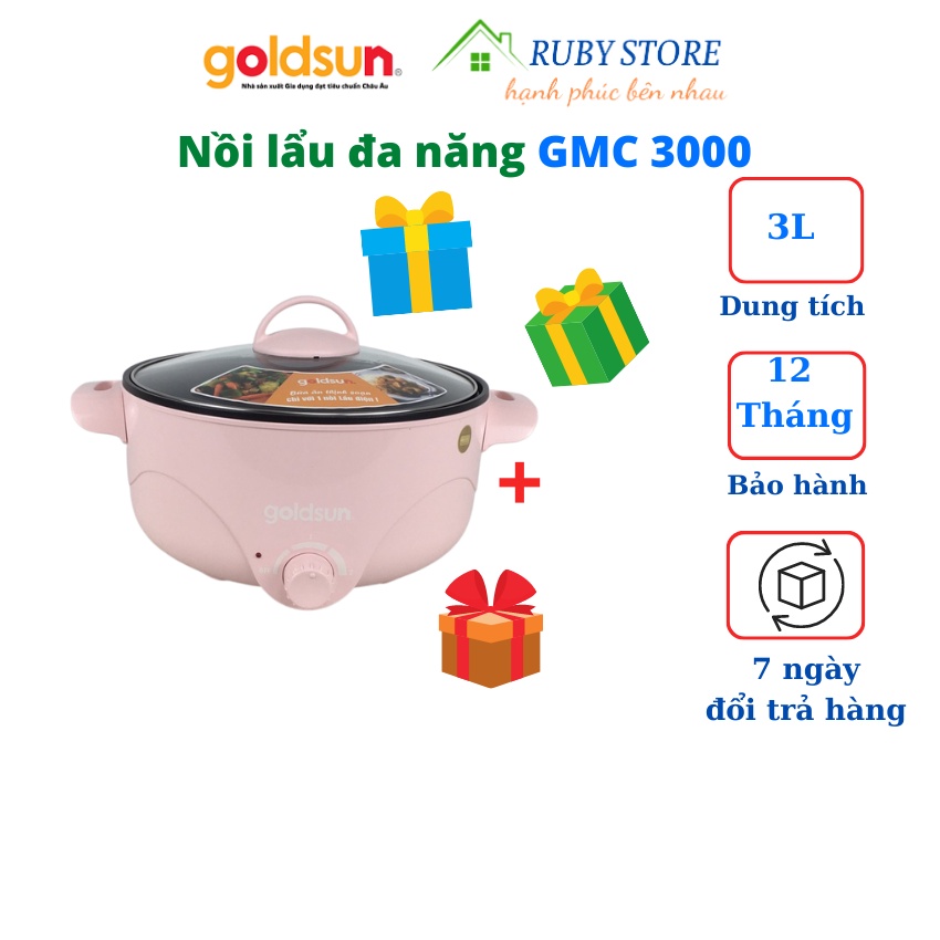 Nồi lẩu điện Goldsun, Nồi lẩu 3.0 lít, công suất 900W bảo hành 12 tháng lỗi đổi mới trong 7 ngày, mã GMC3000