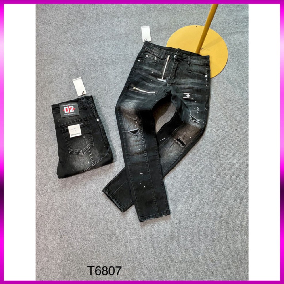 Quần Bò Nam ⚡ Quần DSQ Khoá Lệch Thêu Logo Màu Đen Cực Sang | BigBuy360 - bigbuy360.vn