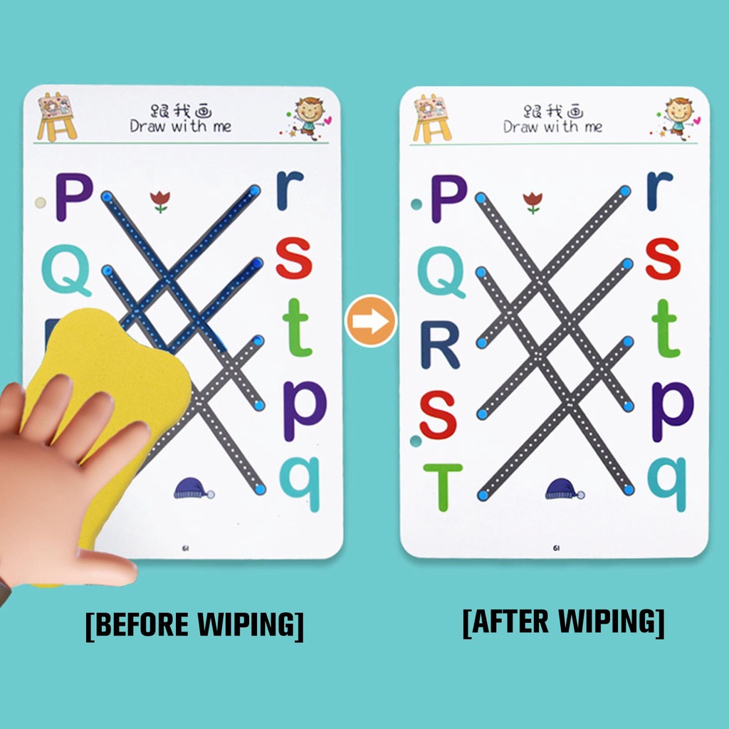 WIPE CLEAN TRACING WORKSHEETS BOOK 32-136 PAGES FOR KIDS PEN CONTROL STROKE WRITING ALPHABET NUMBER DOT TO DOT HOMESCHOOLING