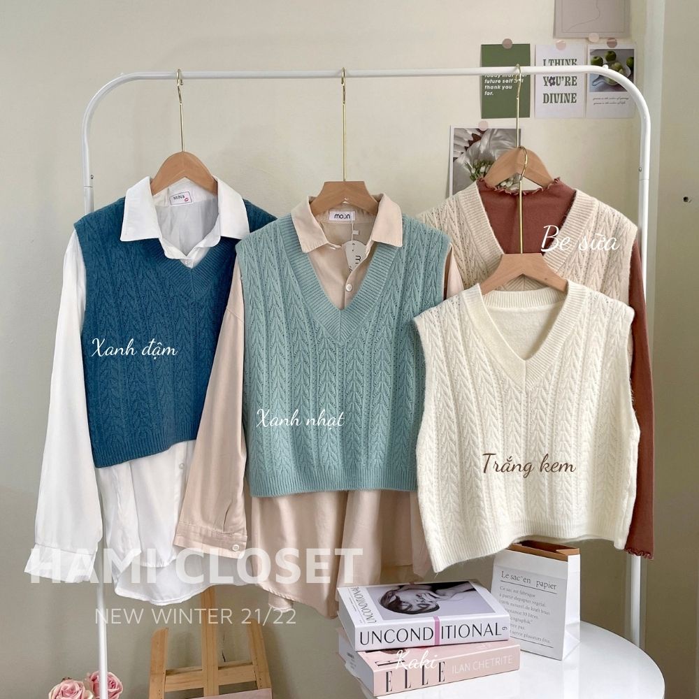 Áo gile len màu trơn họa tiết, chất mềm dáng ghile ngắn | BigBuy360 - bigbuy360.vn