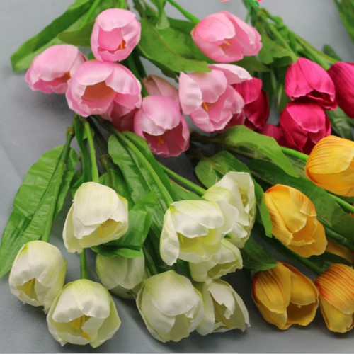 CHÙM HOA TULIP 8 BÔNG VẢI LỤA LIZ126