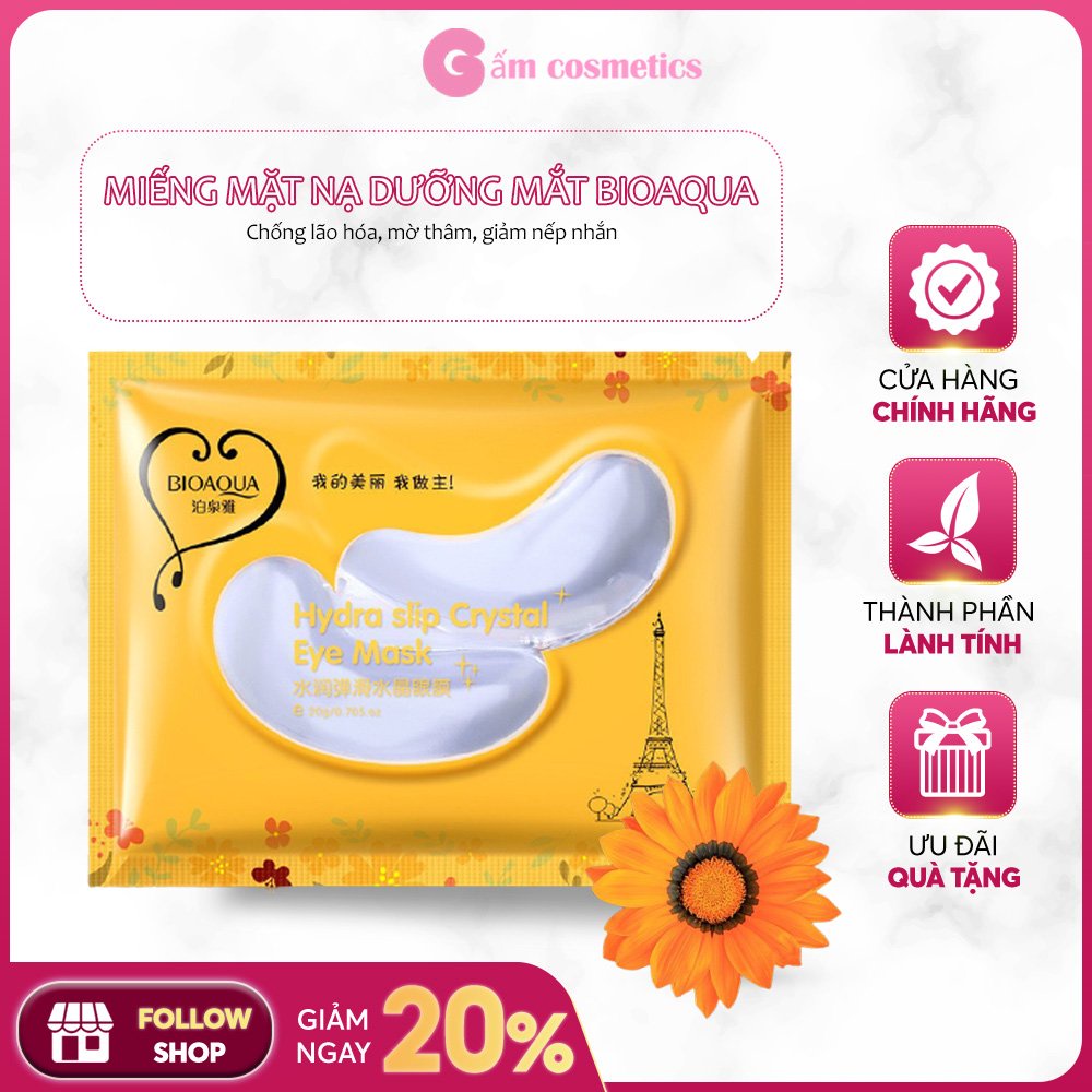 Mặt nạ mắt tinh chất dưỡng ẩm mắt Hydra Slip Crystal Eye Mask Bioaqua mờ quầng thâm mắt hàng nội địa Trung