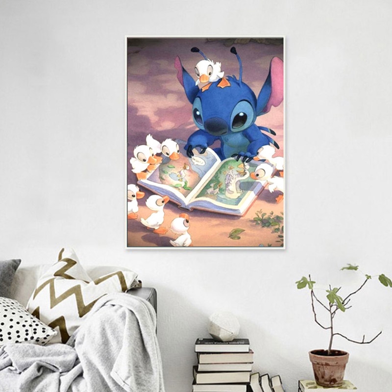 Bộ Tranh Đính Đá 5d Tự Hoàn Thành Hình Nhân Vật Stitch