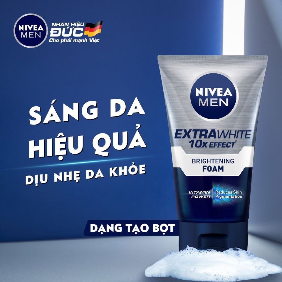 Sữa rửa mặt Nivea Men Extra White sáng da 100g