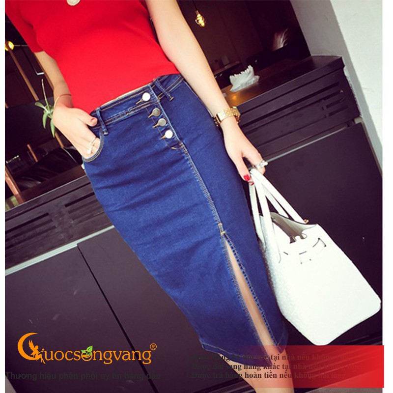 Chân váy jean nhiều nút chân váy bút chì chất đẹp GLV174 -Hàng nhập khẩu | BigBuy360 - bigbuy360.vn