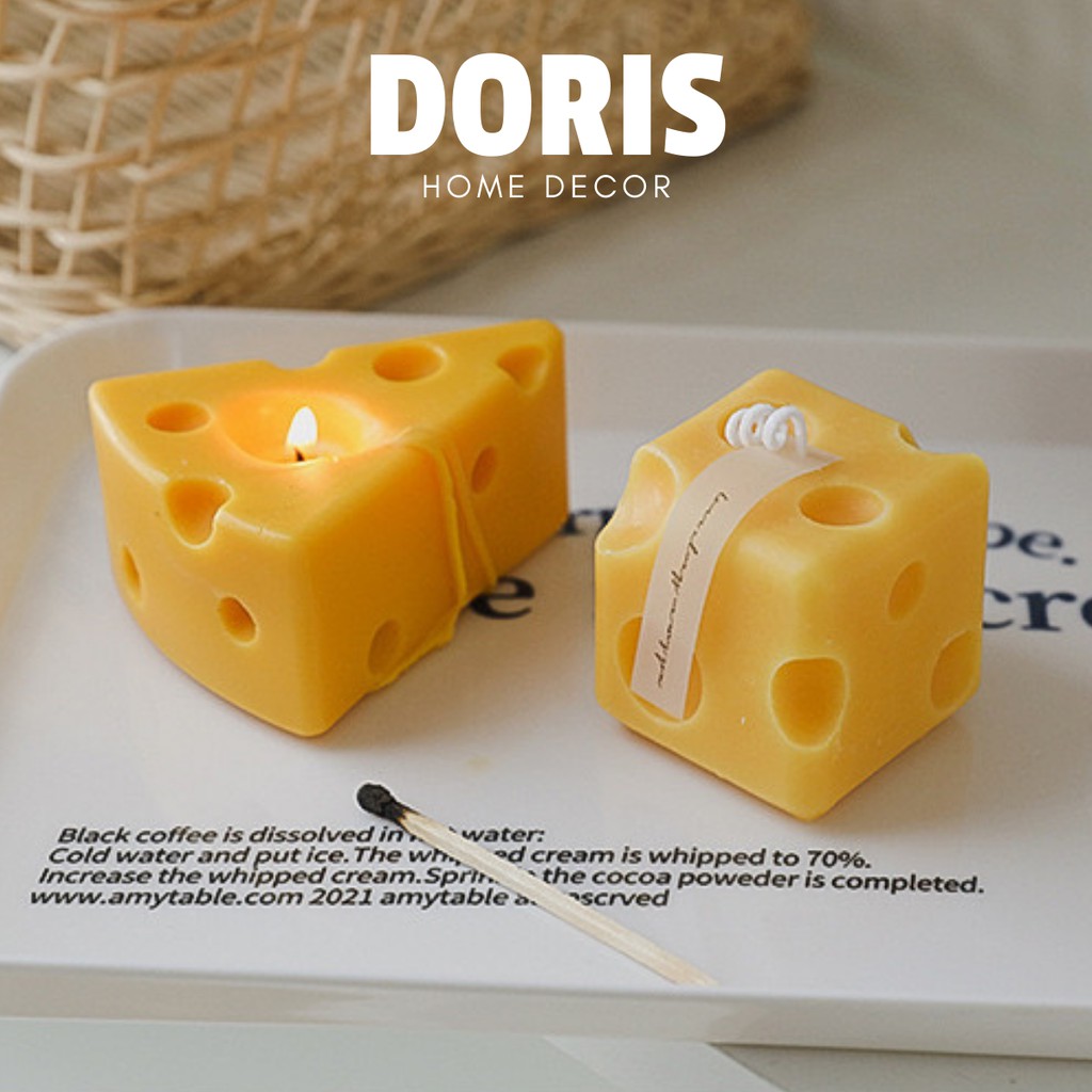 Nến sáp thơm hình quả quýt, cam vàng, miếng phô mai decor phong cách Hàn Quốc - Doris.decor