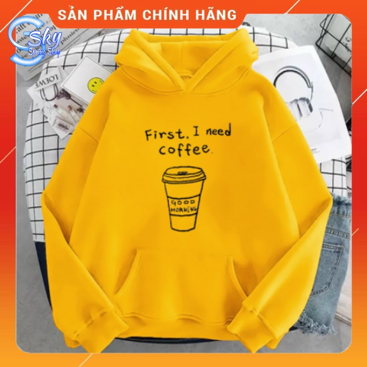 ÁO HOODIE UNISEX   in CHỮ I NEED COFFE SIÊU HOTT