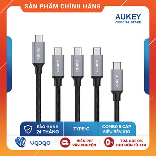 Bộ 5 dây cáp sạc type c aukey cb-cmd2 siêu bền tốc độ 5gbps - nhà phân phối chính thức