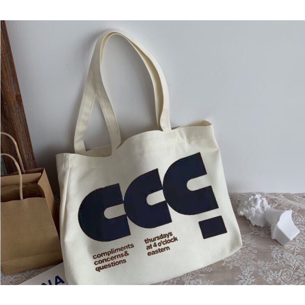 Túi tote quai xách Hazin vải canvas đeo vai sức chứa lớn hoạ tiết hoa văn phong cách Harajuku Hàn Quốc dành cho nữ