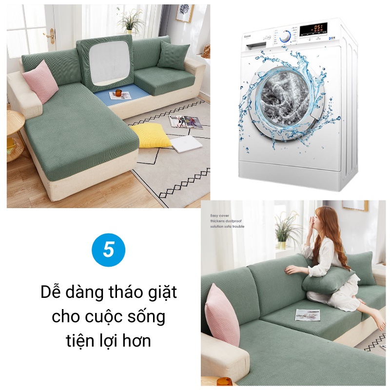 Tấm bọc nệm ngồi, nệm/gối tựa sofa vải nỉ nhung dày dặn mềm mịn